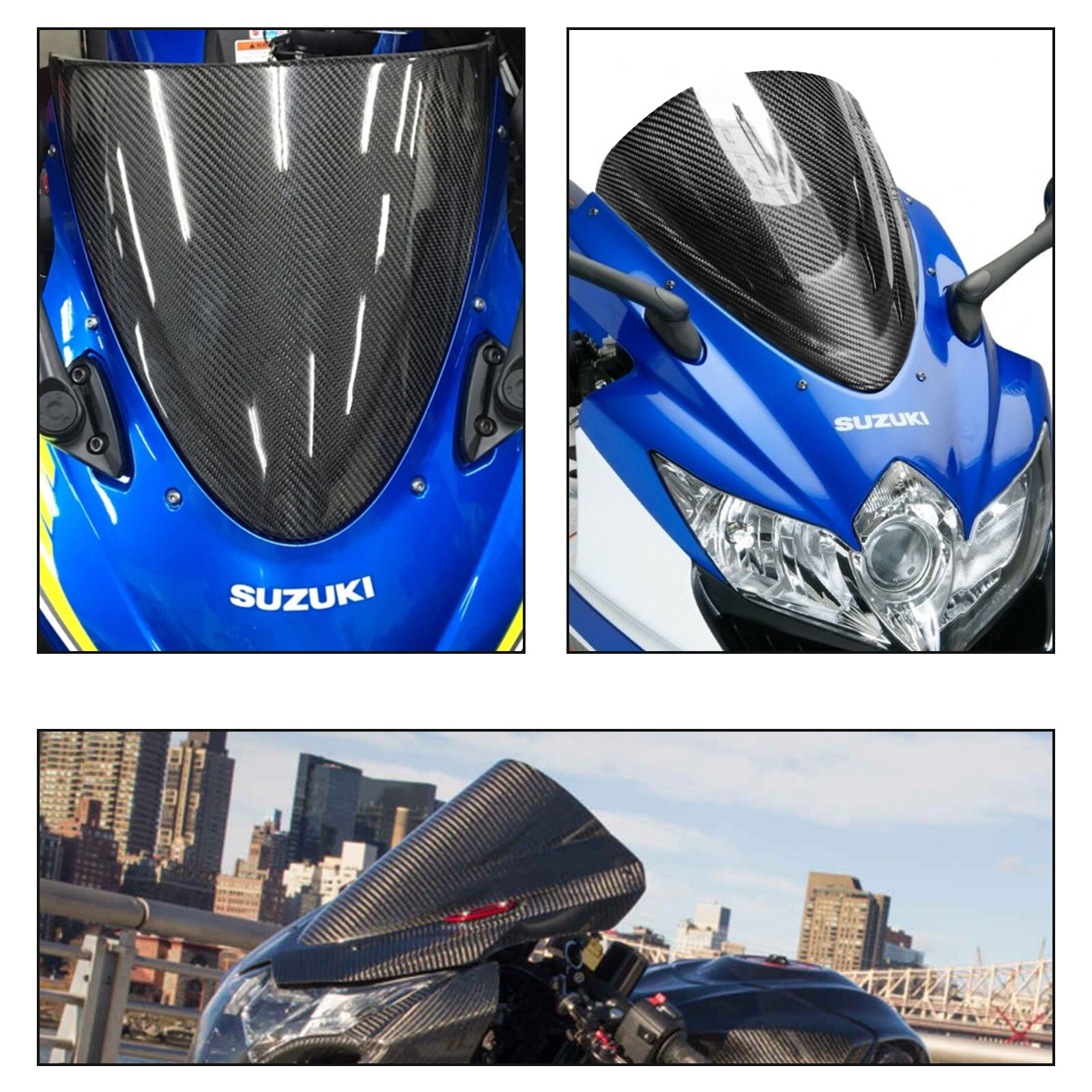 Carbon Fiber Pattern Windscreen For Suzuki GSXR 600 750 2011-2019
