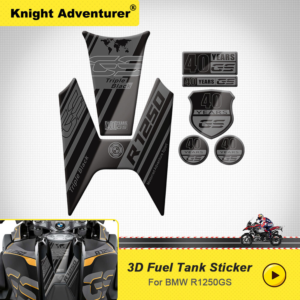 3D Resin Fuel Tank Pad Decal Sticker For BMW R1250GS Adventure 40 Years Edition (2019–2022) – Tactile Rubber Emblem
